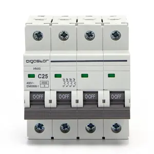 Disjoncteur miniature 4 pôles, 25 A, courbe C, gris, idéal pour protéger les circuits électriques et prévenir les surcharges. - Product Image 1