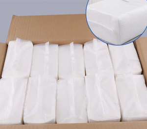 Vente en gros Essuie-mains couleur écru et blanc pour toilettes de restaurant et d'hôtel <span class=keywords><strong>Tisu</strong></span> Basah Mini 1 pli papier de soie pour les mains et le visage - Product Image 3