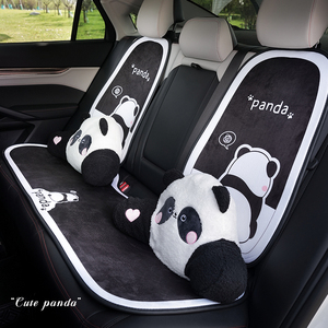 Coussin de siège de <span class=keywords><strong>voiture</strong></span> en peluche style dessin animé panda brodé et ensemble complet d'accessoires intérieurs pour printemps/automne/hiver, compatible avec la plupart des modè<span class=keywords><strong>les</strong></span> de véhicules - Product Image 2
