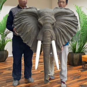 Scultura di Testa di <span class=keywords><strong>Elefante</strong></span> Realistica Personalizzata in Resina da Appendere, per Decorazione Artistica e da Collezione per Interni ed Esterni - Product Image 1