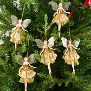 Adorno Navideño de Ángel Dorado Femenino, Colgante de Resina con Mariposa y Flor para Decoración de Ventanas - Product Image 1