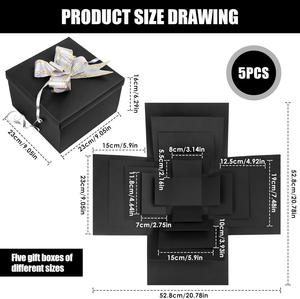 Boîte cadeau en papier écologique à 5 couches avec gaufrage, boîte surprise multicouche DIY pour les jours importants et les fêtes - Product Image 2