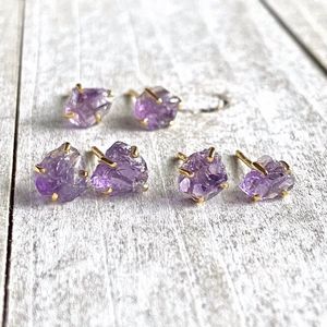 LS-A2453 Natural Raw <strong>Amethyst</strong> <strong>Studs</strong> <strong>Earrings</strong>,February Birthstone Gift <strong>Earring</strong> Gemstone <strong>Studs</strong> <strong>Earring</strong> Jewelry Wholesale - Product Image 2