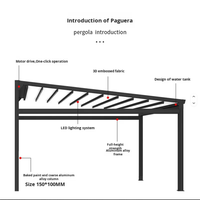 Toldo Retráctil para Balcón Francés con Tira de LED, Pérgola de Aluminio, para Apartamento, Terraza Exterior, Impermeable, Protección UV