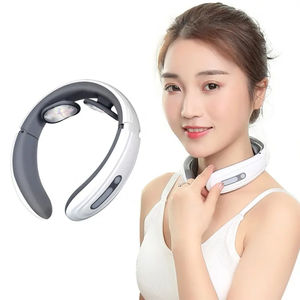 Masseur de cou à impulsions basse fréquence <span class=keywords><strong>TENS</strong></span> |   Masseur cervical intelligent à vibration Shiatsu 4D pour tissus profonds avec 6 modes, sans fil - Product Image 1