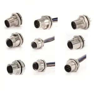 高品质防水电气连接器 M12 2 3 4 5 6 8 pins contacts male m12 connector 8 pin 代码