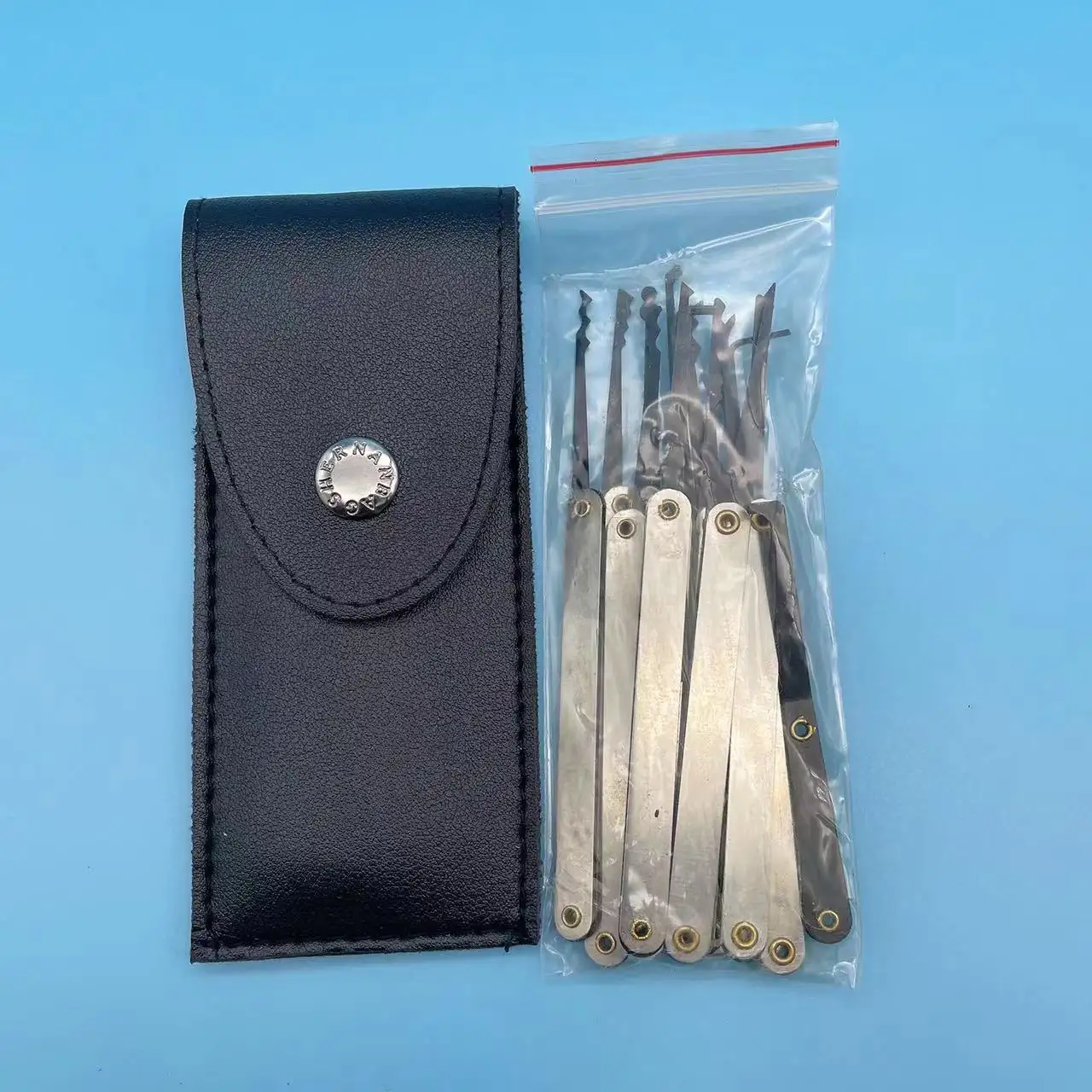 15pcs 연습 스테인레스 스틸 선택 키트 자물쇠 자물쇠 lockpick 따기 도구 세트 투명 자물쇠