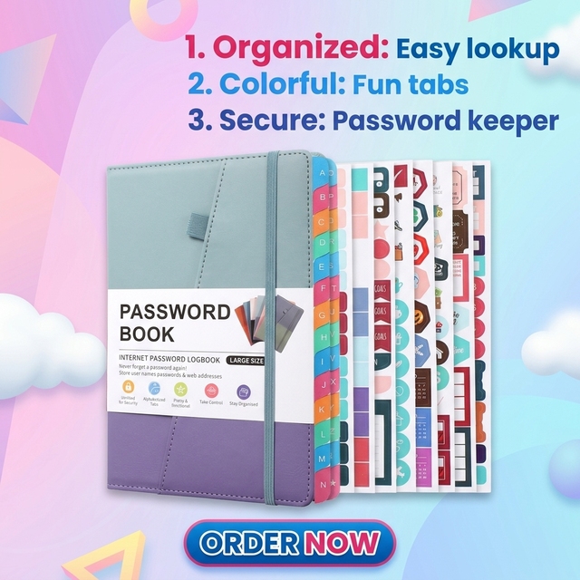 A5 Letter-Labeled Password Manager Planner Printed Efficient Organisation Internet Website Addresses Log Notebook