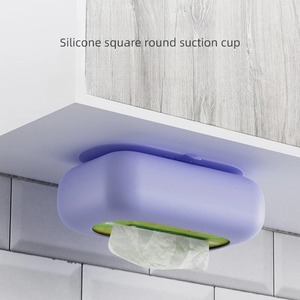 Silicone Tissue <b>Box</b> Holder Suction Cup Napkin <b>Storage</b> <b>Box</b> Wall-Mounted Tissue Drawer for Kitchen Living Room Bedroom Office Car - Product Image 4