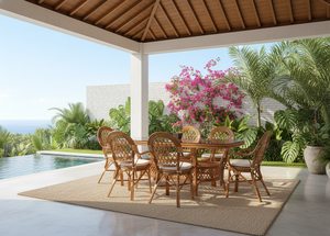 ชุดโต๊ะอาหารหวายขายดี ดีไซน์แบบดั้งเดิมสไตล์จาวา ชุดโต๊ะอาหารยาว คุณภาพพรีเมียมจากอินโดนีเซีย เฟอร์นิเจอร์ตกแต่งบ้าน - Product Image 3