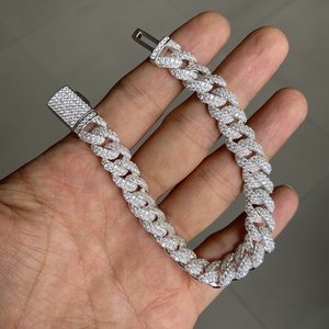 Benutzer definierte HipHop-Kette Iced Out 18 Karat Gelb/Rose/Weißgold AU750 Moissan ite <span class=keywords><strong>Diamond</strong></span> Cuban Link Armband für Männer - Product Image 4