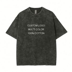 Design Men's Street Black Acid Wash <b>T</b> Shirt Oversized Cotton 300gsm Faded Old Washed Tshirt - Product Image 3