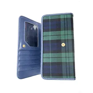 Hot selling men's wallet plaid green tartan luxury women purse designer s for Multiple pockets