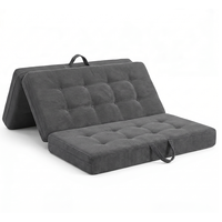 Canapé-lit pliable OEM, convertible, à trois sections, avec coussin en mousse haute densité et revêtement en velours côtelé, idéal pour entrepôt et appartement