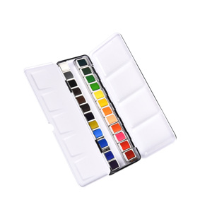 Art fornisce profesional aquarelle 24 colore scatola di ferro confezione acquerello vernice set con un pennello - Product Image 1