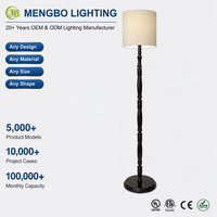 Lampadaire Classique en Bois Massif avec Abat-jour en Tissu, Compatible LED E27, Lampe de Lecture Vintage pour Salon, Chambre, Hôtel, OEM ODM