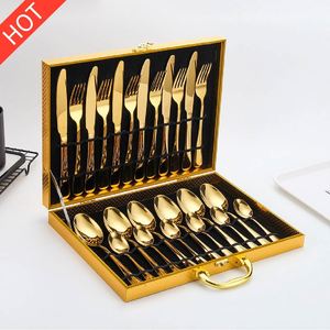 Hot Sale Royal Style 24 Pcs Hotel Promotion Gold Stainless Steel Cutlery Set - Product Image 2