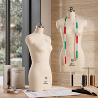 Maniquí europeo de medio cuerpo para costura con base con ruedas, forma de maniquí de lona con clavijas para estudio de diseñadores de moda