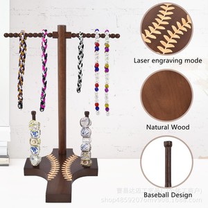 Wooden Baseball <b>Ring</b> Holder Desktop Jewelry Rack With Stacking Design For <b>Rings</b> And <b>Necklaces</b> - Product Image 4