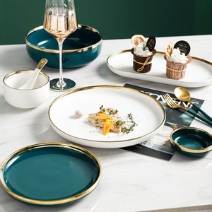 Chine Fournisseur Vaisselle Dîner Complet Ensembles 18 pcs Blanc Vert <span class=keywords><strong>Royal</strong></span> En Céramique Dîner Ensemble Pour Restaurant - Product Image 6