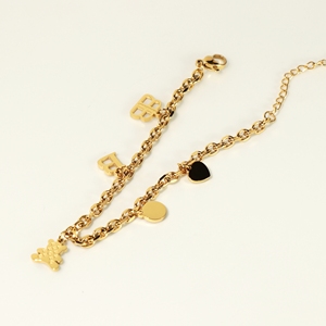Bracelet chaîne à maillons ovales plaqué or avec breloques en forme de lettre, réglable, bijoux pour femmes - Product Image 1
