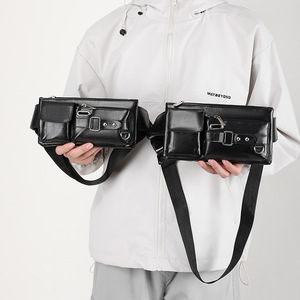 Borsa da uomo classica in pelle PU marsupio con tasca per Smartphone stile coreano da esterno Casual borsa nera sul petto per viaggi d'affari - Product Image 3