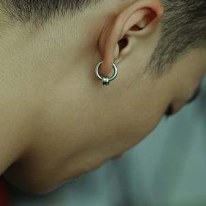 Boucles d'oreilles circulaires au design minimaliste japonais et <span class=keywords><strong>coréen</strong></span>, personnalisées, rétro, pour hommes, en acier inoxydable, pour boîte de nuit, cadeau - Product Image 6