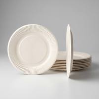 Assiettes rondes en bagasse de canne à sucre biodégradables et écologiques XS-YPH, 6 pouces, à bords côtelés