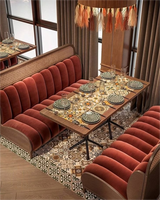 Canapé banquette en cuir pour restaurant, table de restaurant en bois, banquette longue durable pour pub, solution clé en main pour restaurant