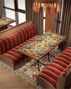 Divano in Pelle per Ristorante, <span class=keywords><strong>Tavolo</strong></span> in Legno per Pub, <span class=keywords><strong>Panca</strong></span> Lunga Resistente per Soluzioni Chiavi in Mano per Ristoranti - Product Image 1