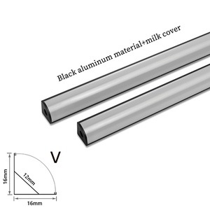 Profilé en aluminium LED série 1000, <span class=keywords><strong>noir</strong></span>, 10-50 pièces/paquet, 1m/pièce, forme en U/V, adapté aux bandes lumineuses de 8-12mm, canal de logement - Product Image 3