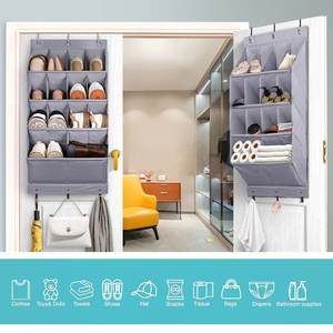 Closet Organization and Storage Accessories 4-Tier Hanging Door Storage Bag with 14 Large Pockets and Bottom <b>Hook</b> - Product Image 2