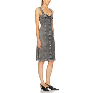 ชุดเดรสยีนส์สั่งทำโลโก้ OEM สำหรับผู้หญิง สายเดี่ยวเซ็กซี่ ทรงเข้ารูป สไตล์วินเทจ ยีนส์ฟอกสีซีด - Product Image 2