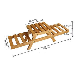 Supporto per piante da tavolo in bambù naturale a 2 strati multiuso con vaso di fiori decorativo per casa ufficio giardino soggiorno - Product Image 5