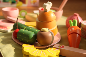 Gioco educativo della casa della cucina del gioco di legno 2021 stile occidentale-giocattoli dell'alimento per la cena per i bambini - Product Image 6