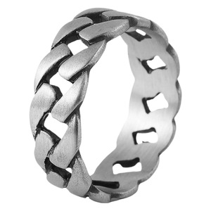 Anillo de Cadena Geométrico Hueco, Joyería de Moda Unisex, Color Plata y Oro, Acero Inoxidable, Diseño de Eslabones Planos, Listo para Enviar - Product Image 5