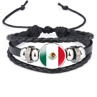 Bracelet tressé en cuir réglable personnalisable avec drapeau national, tendance unisexe, pour le Championnat d'Europe de football