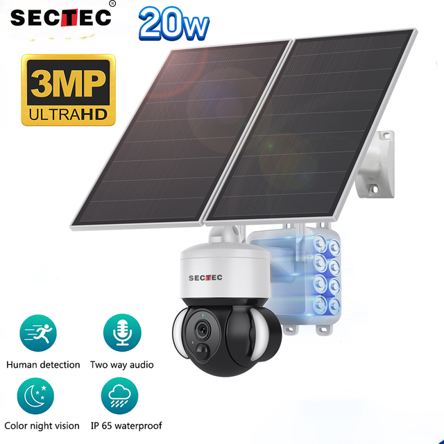 HD 24h Recording 4g Network Solar Camera Outdoor CCTV System  Pir Human Detection and Color Night Vision Support Customization