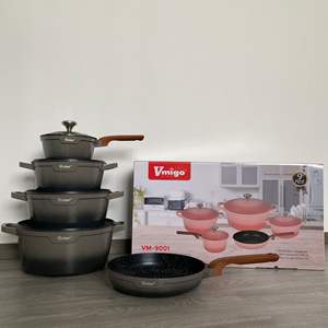 9-teiliges Küchen-Antihaft-Topf-und Pfannen <span class=keywords><strong>set</strong></span> Antihaft-Aluminium-Kochgeschirrset mit Keramik beschichtung töpfen und Bratpfannen - Product Image 2