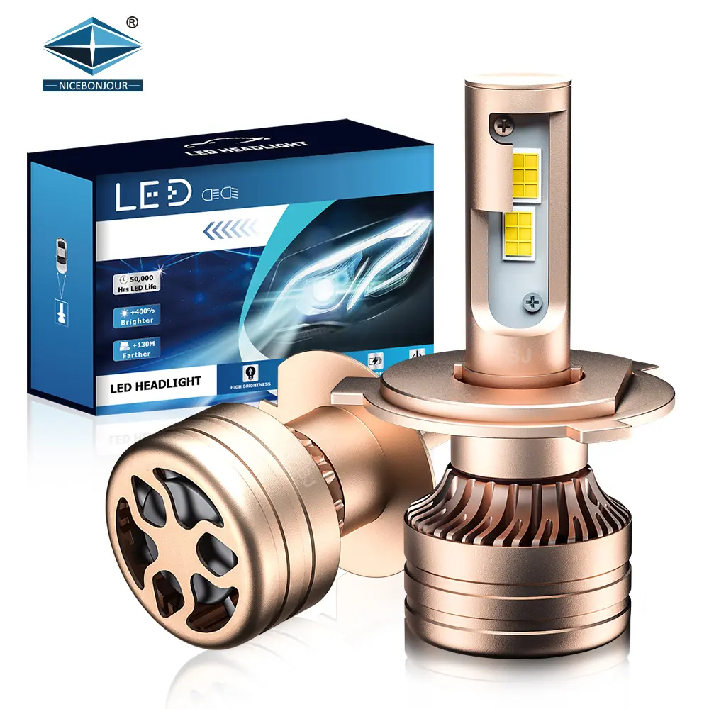 Lampu depan LED mobil 60W 6000LM, lampu depan LED mobil H7 H11 H1 H3 H4 9005 9006 9004 9007