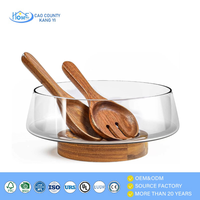 Ensemble de saladiers en bois écologiques avec bols de service et cuillères à salade pour la maison, la cuisine et les fêtes