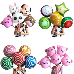 Cartoon Animal Aluminum Foil <strong>Balloon</strong> 18-Inch Handheld Free Pull-Rod Air Pump for Kindergarten School Openings Shopping Malls - Product Image 1