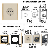 Enchufe de Pared WESA 16A, 1 Tomacorriente, Estándar Europeo Schuko, Diseño Moderno y Lujoso