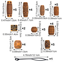 50 Perles Dreadlock en Bois Sculpté, Anneaux à Cheveux à Grand Trou, Anneaux pour Tresses, Décoration Vintage Bohème pour Locs, Bijoux de Cheveux Africains, Perles