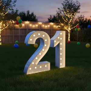 定制大型 LED 灯箱字母数字金属发光标志牌，适用于婚礼公司广告，多色，带遥控器 - Product Image 1