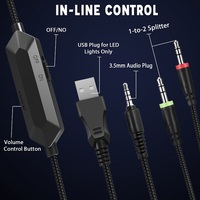 Headset Gaming Minghan USB Audifonos Resmi, Stereo Berkabel OEM untuk PS4 PC dengan Mic LED