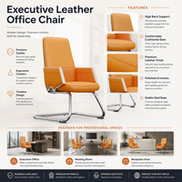 Chaise de bureau de direction en cuir de luxe, ergonomique, à cantilever, pour salle de réunion