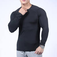 Chemise de Compression à manches longues en Polyester, Logo personnalisé, coupe Slim, vêtements de Fitness, couche de Base, haut de gymnastique pour hommes