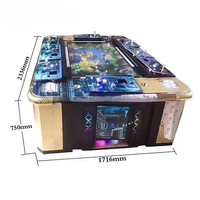 Machine de jeu d'arcade de tir aux poissons multicolore à monnayeur avec support anglais, durable, facile à utiliser, kit complet