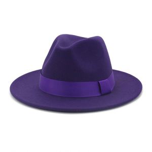 Chapeaux Fedora en feutre de laine unisexe pour hommes et femmes, couleur unie, vente en gros - Product Image 4